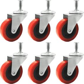 img 4 attached to 💼 Online Best Service: 6 Pack of 2" Low Profile Swivel Caster Wheels for Creeper Service Cart Stool Post Mount