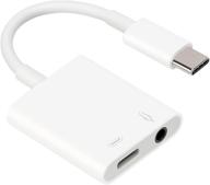 usb c to 3.5mm headphone adapter with 60w pd charging - 2-in-1 digital audio dongle for lossless music on ipad pro/macbook pro/air m1 2021 (white) logo