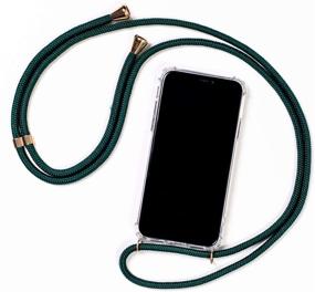 img 4 attached to KILUCASE Smartphone Necklace - Clear Protective Anti-Shock Case With Lanyard Strap Cord In Dark Green (Compatible With IPhone 7/8/SE)