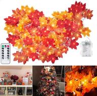 🍂 waterproof fall leaves garland with lights - 20 ft 40 led christmas lights for indoor outdoor thanksgiving fall christmas decorations. battery operated with remote and 8 modes. логотип