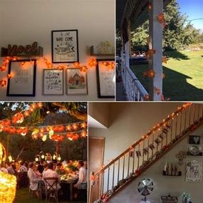 img 2 attached to 🍂 Waterproof Fall Leaves Garland with Lights - 20 Ft 40 LED Christmas Lights for Indoor Outdoor Thanksgiving Fall Christmas Decorations. Battery Operated with Remote and 8 Modes.