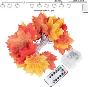 img 1 attached to 🍂 Waterproof Fall Leaves Garland with Lights - 20 Ft 40 LED Christmas Lights for Indoor Outdoor Thanksgiving Fall Christmas Decorations. Battery Operated with Remote and 8 Modes.