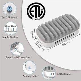 img 2 attached to 🔌 NTONPOWER 10-портовая зарядная станция USB для нескольких устройств, органайзер для телефонов и планшетов на 10 iPads (2.4A каждый, 24A всего), продукты Apple, Kindle и другие, сертифицирована ETL.