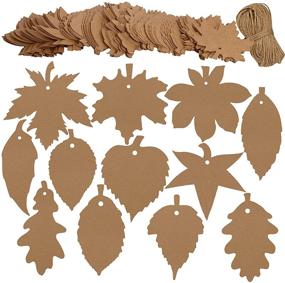 img 4 attached to 🍂 120PCS Supla Fall Leaves Shape Kraft Paper Tags with Natural Jute Twine - Thank You Favor Tags, Gift Tags, Place Cards, Name Tags, Blank Cards, Hang Tags for Fall Party & Thanksgiving - 3.2" L