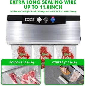 img 2 attached to 🔒 KOIOS Vacuum Sealer Machine - 80Kpa Food Saver with Cutter, 10 Sealing Bags, 40 Consecutive Seals, Dry & Moist Modes, Compact Design (Silver)