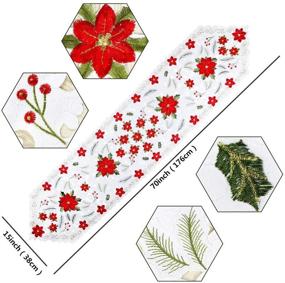 img 3 attached to 🎅 Aytai Embroidered Christmas Table Runners - Hollow Out Poinsettia Floral Table Runner for Festive Table Decorations, Measures 70 x 15 Inches