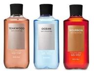 bath and body works 3 pack 2-in-1 hair 🛁 + body wash: teakwood, ocean and bourbon - 10 oz. logo