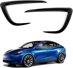 img 4 attached to Powoq Fit Tesla Model Y Fog Light Trim Front Fog Light Cover Eyebrow Cover Trim Frame Exterior Decoration For 2020 2021 Tesla Model Y Accessories (Glossy Black)