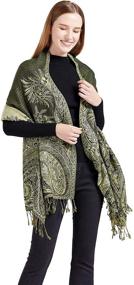 img 4 attached to 🧣 Stylish and Luxurious Paisley Cotton Pashmina Shawl Wrap Scarf - Lightweight, Soft, and Silky