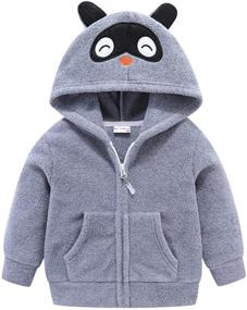 img 4 attached to LittleSpring Cute Kids Fleece Jacket: 🧥 Cartoon Hooded Warmth for Your Little Ones