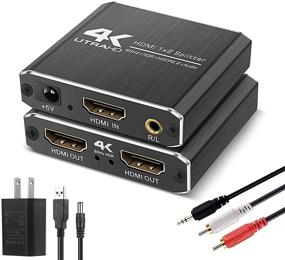 img 4 attached to 4K HDMI Сплиттер с аудио извлекателем - 1x2 HDMI2.0b Сплиттер с поддержкой HDCP2.2, совместимость с 3D и аудиовыходом 3,5 мм R/L - идеально подходит для PS5 / 4/3, STB, Blu-ray DVD-плееров.