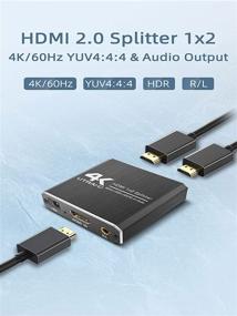 img 1 attached to 4K HDMI Сплиттер с аудио извлекателем - 1x2 HDMI2.0b Сплиттер с поддержкой HDCP2.2, совместимость с 3D и аудиовыходом 3,5 мм R/L - идеально подходит для PS5 / 4/3, STB, Blu-ray DVD-плееров.