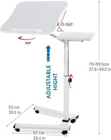 img 3 attached to 🖥️ Tatkraft Like Portable Laptop Desk with Mouse Pad - Adjustable Height, White - Sturdy, Ergonomic, and Rolling Computer Stand