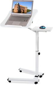 img 4 attached to 🖥️ Tatkraft Like Portable Laptop Desk with Mouse Pad - Adjustable Height, White - Sturdy, Ergonomic, and Rolling Computer Stand