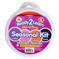 ready 2 learn jumbo circular washable stamp pads - 4 seasonal colors - non-toxic, fade resistant - ideal size for handprints and footprints logo