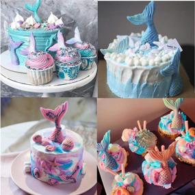img 3 attached to 🐚 Силиконовые формы для тортов с рисунком Русалочьего хвоста, Морской конь, Звезды морского дна, Морская ракушка, Коралл, Ракушка и Черепахи - Идеально подходят для украшения торта в морской тематике, изготовления шоколадных конфет, фонданта и поделок из полимерной глины (7 шт.)