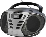 📻 koramzi portable cd boombox - am/fm radio, aux input, top load cd player, telescopic antenna, lcd display - ideal for indoor & outdoor use in offices, homes, restaurants, picnics, schools, camping - black/silver cd55-bks logo