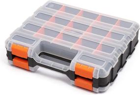 img 4 attached to 🛠️ Makitoyo Double Side Tools Organizer with Customizable Removable Plastic Dividers, Hardware Box Storage for Screws, Nuts, and Small Parts - 34-Compartment, Black/Orange, 12.6” L x 10.6” H x 3.2” W