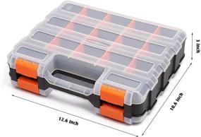 img 2 attached to 🛠️ Makitoyo Double Side Tools Organizer with Customizable Removable Plastic Dividers, Hardware Box Storage for Screws, Nuts, and Small Parts - 34-Compartment, Black/Orange, 12.6” L x 10.6” H x 3.2” W