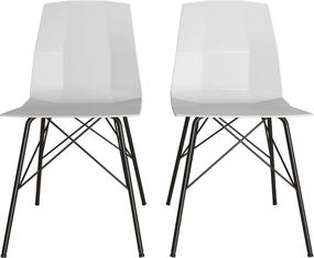 img 1 attached to 🪑 Stylish Set of 2 Dining Chairs: CosmoLiving by Cosmopolitan Riley Molded in Gray with Black Metal Base