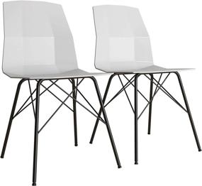 img 2 attached to 🪑 Stylish Set of 2 Dining Chairs: CosmoLiving by Cosmopolitan Riley Molded in Gray with Black Metal Base