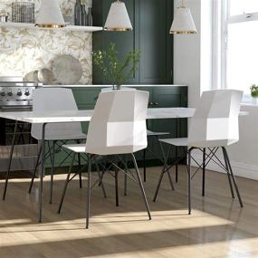 img 4 attached to 🪑 Stylish Set of 2 Dining Chairs: CosmoLiving by Cosmopolitan Riley Molded in Gray with Black Metal Base