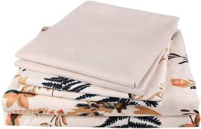 img 4 attached to 🌺 Queen Size JSD 6-Piece Floral Printed Sheet Set with Extra Deep 15" Pocket - Soft Microfiber Boho Pattern Bedding Sheets