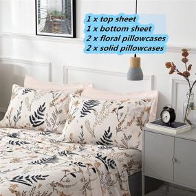 img 3 attached to 🌺 Queen Size JSD 6-Piece Floral Printed Sheet Set with Extra Deep 15" Pocket - Soft Microfiber Boho Pattern Bedding Sheets