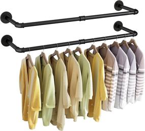 img 4 attached to 👔 UlSpeed Industrial Pipe Wall Mounted Clothing Rack - Space-Saving 38.4in Heavy Duty Wall Clothes Rack for Laundry Room and Closet, Black (Set of 2)