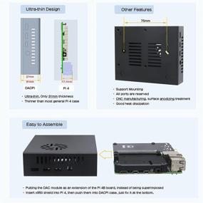 img 2 attached to 🎧Набор аудиоплеера Geekworm DACPi Ultra-Thin с корпусом из алюминиевого сплава в стиле NUC, DAC X950 PCM5122 и пассивным теплоотводом встроенным в Raspberry Pi 4B Model