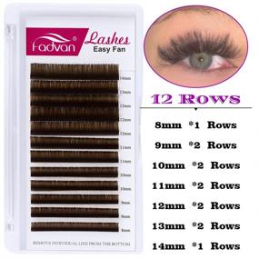 img 3 attached to Enhance Your Glamour with FADVAN Brown Volume Eyelash Extensions! 0.07-C, 8-14mm C/D Curl, Easy Fan, and Automatic Blooming for Stunning 3D-20D Lashes