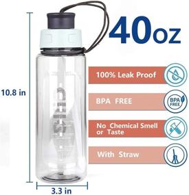 img 3 attached to 💧 Cille 40oz Tritan Water Bottle with Straw & Time Marker: Reusable and BPA-Free Hydration Solution for Sports and Fitness (Grey)