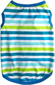 img 2 attached to 🐶 Honeycutey Pet Dog T-Shirt - Soft Cotton Vest for Puppies - Cute Apparel for Beach Wear - Rainbow Star Stripe Diagonals - Stretch Singlet