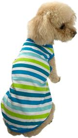 img 4 attached to 🐶 Honeycutey Pet Dog T-Shirt - Soft Cotton Vest for Puppies - Cute Apparel for Beach Wear - Rainbow Star Stripe Diagonals - Stretch Singlet