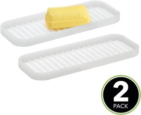 img 3 attached to mDesign Silicone Kitchen Sink Storage Organizer Holder Tray: Keep Sponges, Soaps, and Scrubbers Neat and Tidy - 2 Pack, Clear