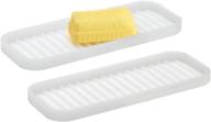 mdesign silicone kitchen sink storage organizer holder tray: keep sponges, soaps, and scrubbers neat and tidy - 2 pack, clear логотип