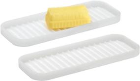 img 4 attached to mDesign Silicone Kitchen Sink Storage Organizer Holder Tray: Keep Sponges, Soaps, and Scrubbers Neat and Tidy - 2 Pack, Clear