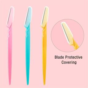 img 2 attached to 💇 Precision Eyebrow Razor Kit - 60 Piece Shaper Trimmer Set for Women! (Pink, Blue, Yellow)