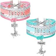 🐴 hicarer 2 pieces horse bracelet handcrafted leather best friends bangle love horse forever charm bracelet gift for pony enthusiasts with gift box logo