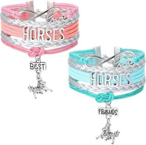 img 4 attached to 🐴 Hicarer 2 Pieces Horse Bracelet Handcrafted Leather Best Friends Bangle Love Horse Forever Charm Bracelet Gift for Pony Enthusiasts with Gift Box