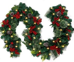 img 4 attached to 9ft Christmas Garland with 50 Lights, Funarty Holiday Garland for Outdoor Indoor Christmas Decor