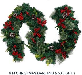 img 3 attached to 9ft Christmas Garland with 50 Lights, Funarty Holiday Garland for Outdoor Indoor Christmas Decor