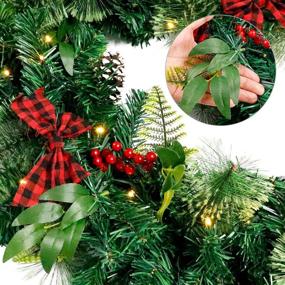 img 2 attached to 9ft Christmas Garland with 50 Lights, Funarty Holiday Garland for Outdoor Indoor Christmas Decor
