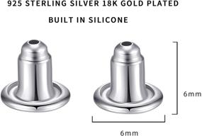 img 1 attached to 🔒 Secure 925 Sterling Silver Earring Backs Replacements - 3 Pairs Hypoallergenic Earring Locks for Studs (White Gold)