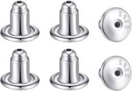 🔒 secure 925 sterling silver earring backs replacements - 3 pairs hypoallergenic earring locks for studs (white gold) logo