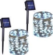 🌟 2-pack solar string lights, 100-led outdoor fairy lights with 8 modes for patio yard, christmas, wedding, halloween - copper wire solar christmas lights (white) logo