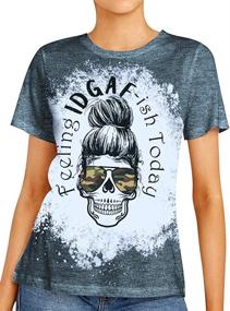 img 1 attached to StarVnc Women's Idgaf-ish Today Mama Funny T 🤘 Shirt with Skull Graphic - Stylish Tees for Moms