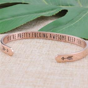 img 2 attached to 💪 Rose Gold Cuff Inspirational Bracelets: Empowering Stainless Steel Gifts for Women and Girls
