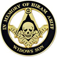 🔱 widow's son masonic auto emblem - [black & gold][3'' diameter] with skull square and compass design logo