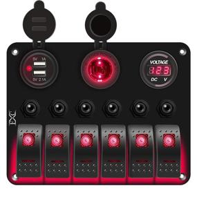 img 4 attached to ⚓️ FXC Waterproof Marine Boat Rocker Switch Panel 6 Gang: Dual USB, Cigarette Lighter, LED Voltmeter - Overload Protection for Car, RV, Truck (6 Gang Red LED)